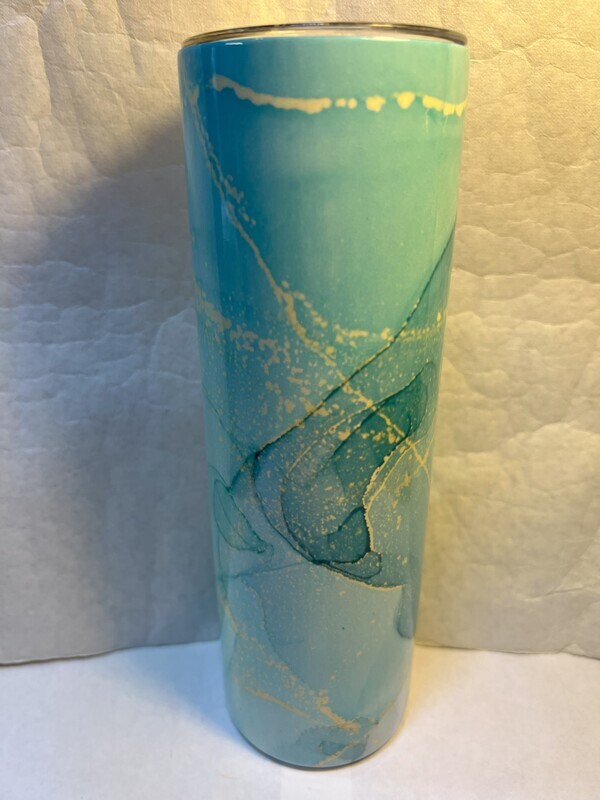 Aqua Blue Beach Glitter Tumbler