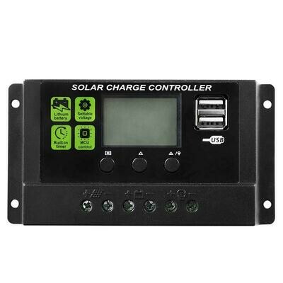 30A 12V/24V Solar Panel Battery Regulator Charge Controller PWM LCD