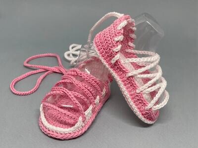 Crochet pattern summer sandals  baby 0-3 months, gladiator baby girl shoes crochet video tutorial, pregnancy gift idea