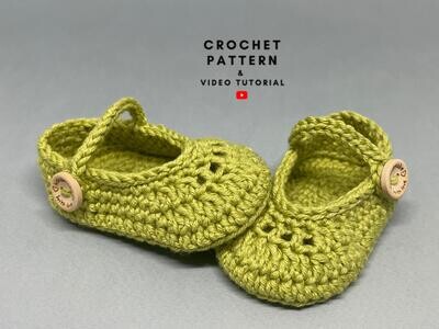 Crochet pattern baby girl shoes, Mary Jane shoes, baby girl gift idea, 3 sizes pdf english pattern, crochet video tutorial