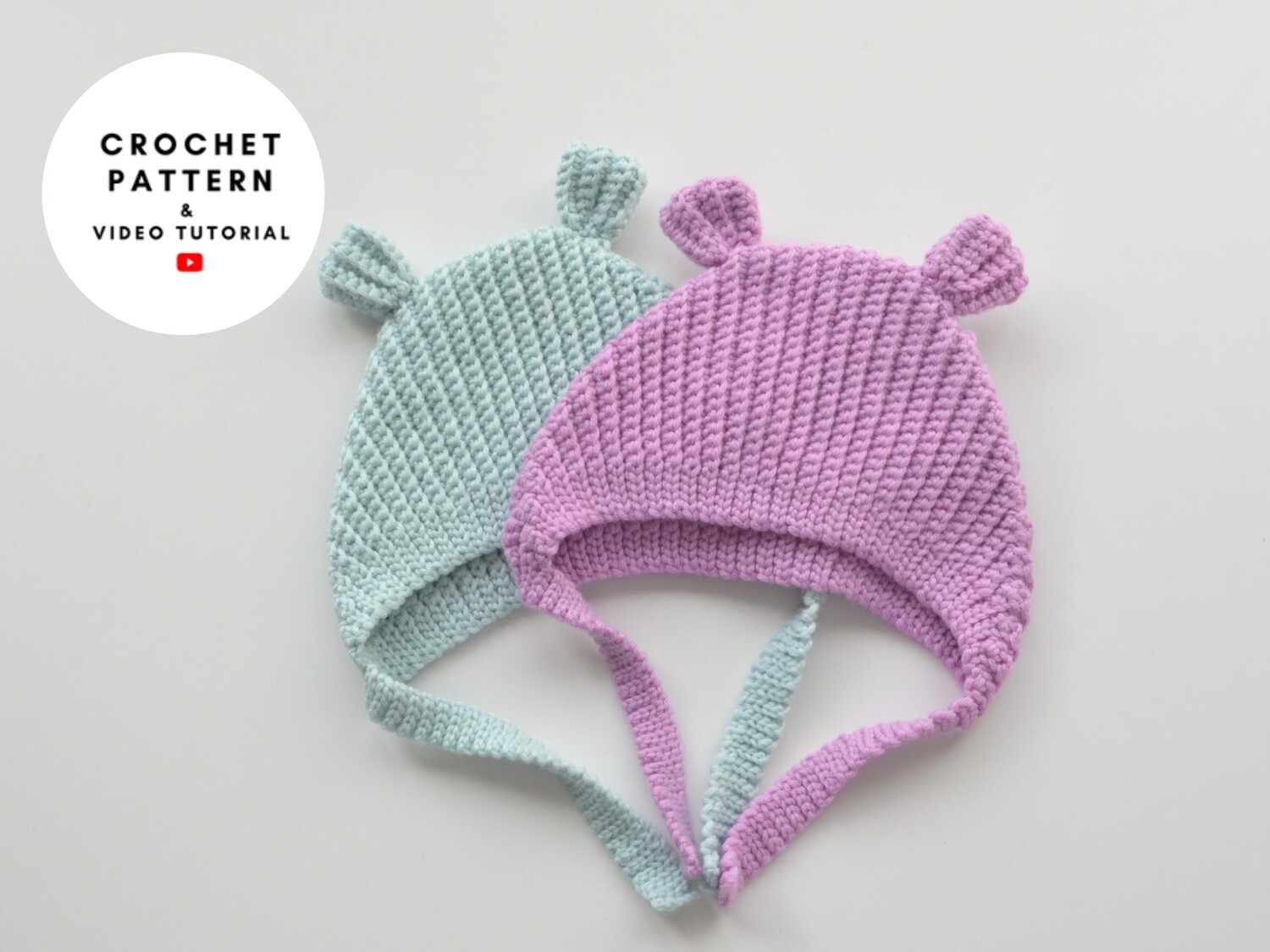 Crochet hat pattern, baby bear bonnet, handmade winter cloth, 4 sizes easy pattern for beginners, grandchild gift, newborn baby shower gift