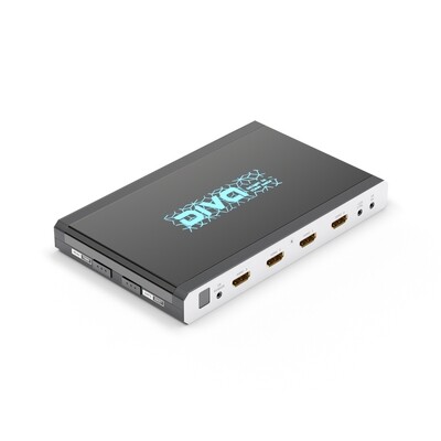 Diva - 4x2 4K 18Gbps HDMI Matrix Switcher mit HDR Converter, Input Lag Tester &amp; Ambient Light