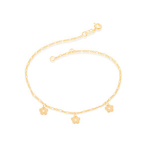 Gold-plated anklet with flowers