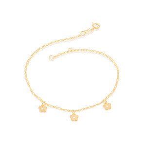 Gold-plated anklet with flowers