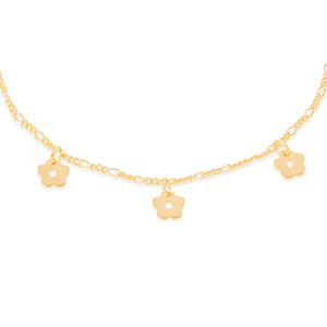 Gold-plated anklet with flowers