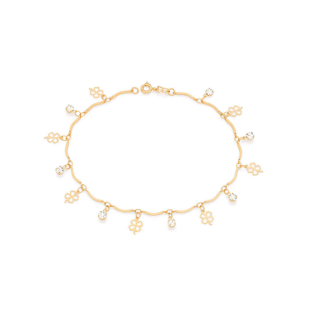 Gold-plated anklet with crystals