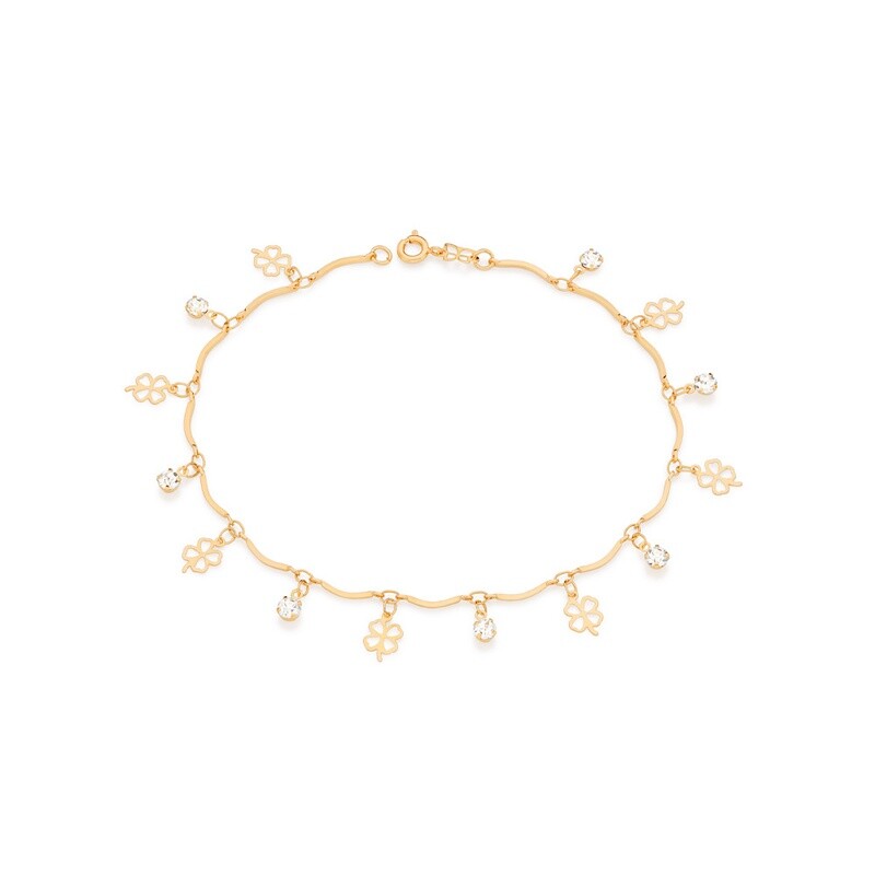 Gold-plated anklet with crystals