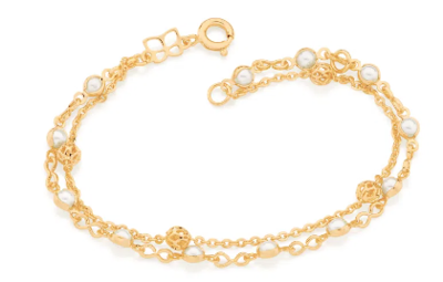 Gold-plated bracelet with pearls