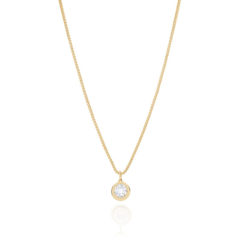 Gold-plated necklace with solitaire zirconia - 40 cm