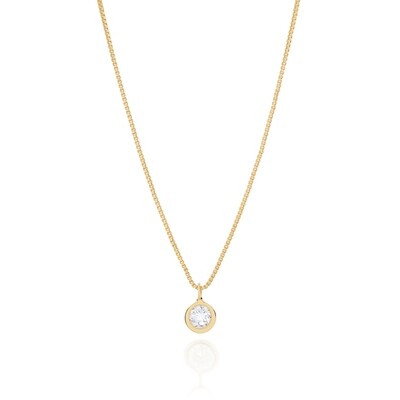 Gold-plated necklace with solitaire zirconia - 40 cm