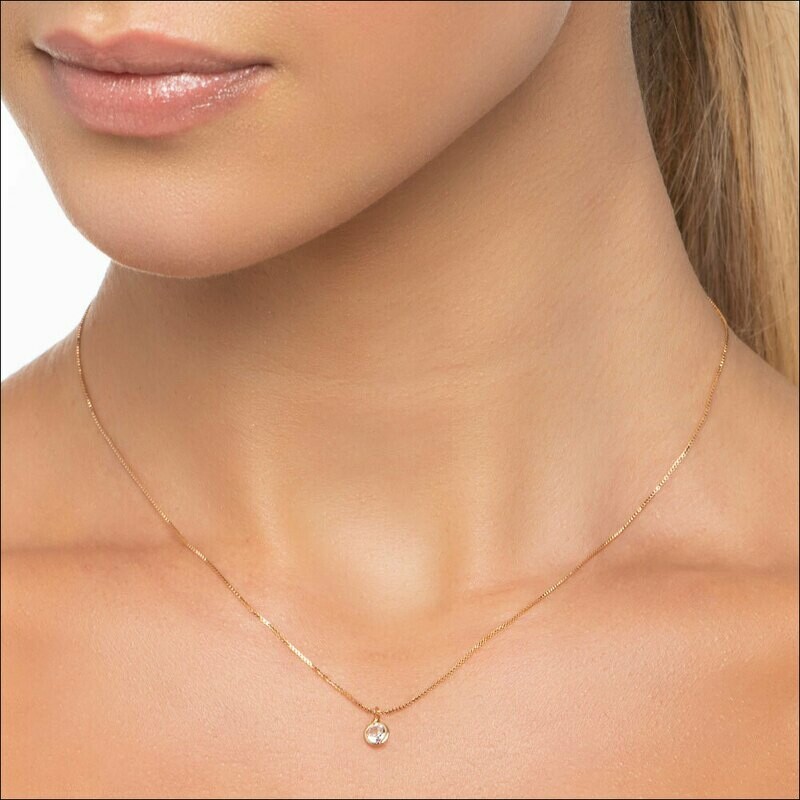 Gold-plated necklace with solitaire zirconia - 40 cm