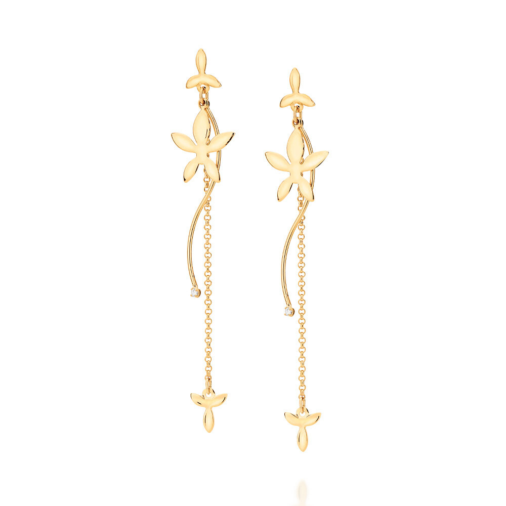 Gold-plated flower maxi dangly earrings