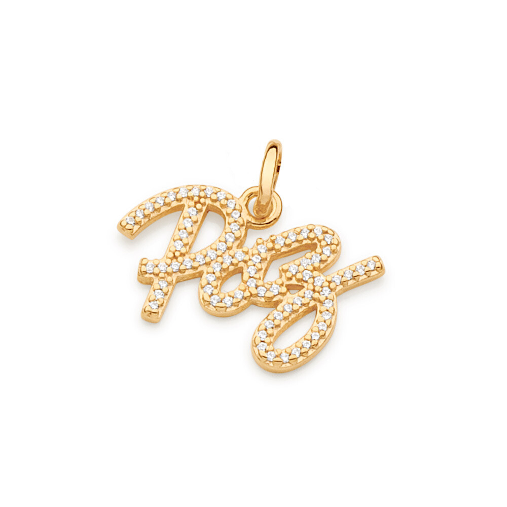Gold-plated peace pendant with zirconias