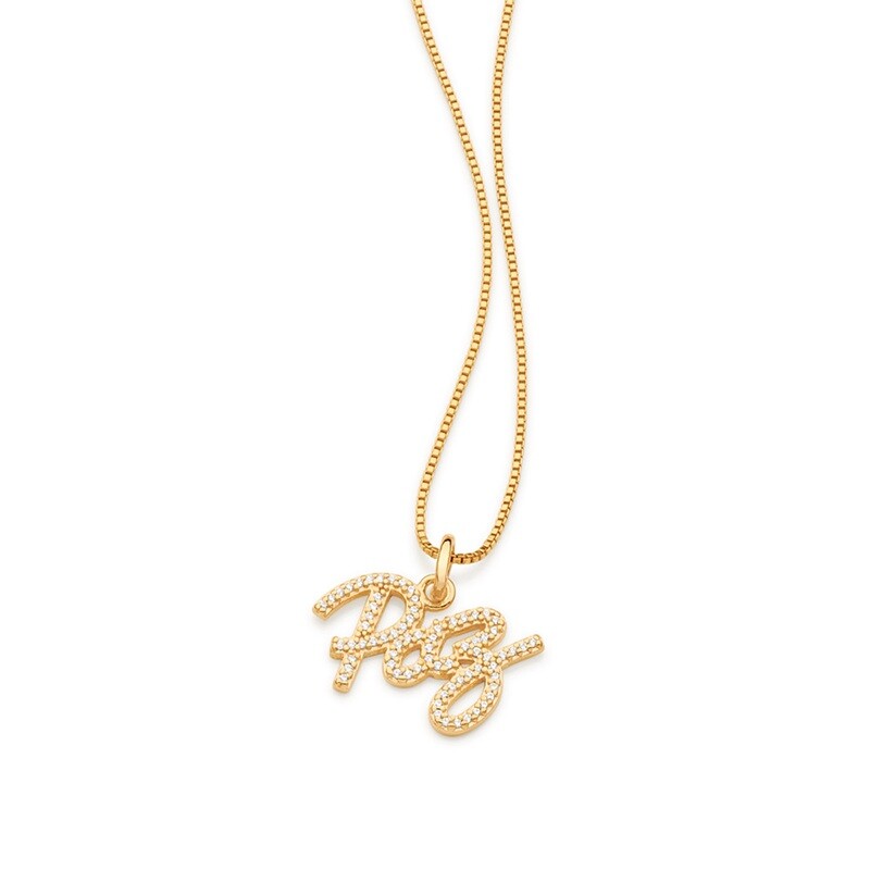 Gold-plated peace pendant with zirconias