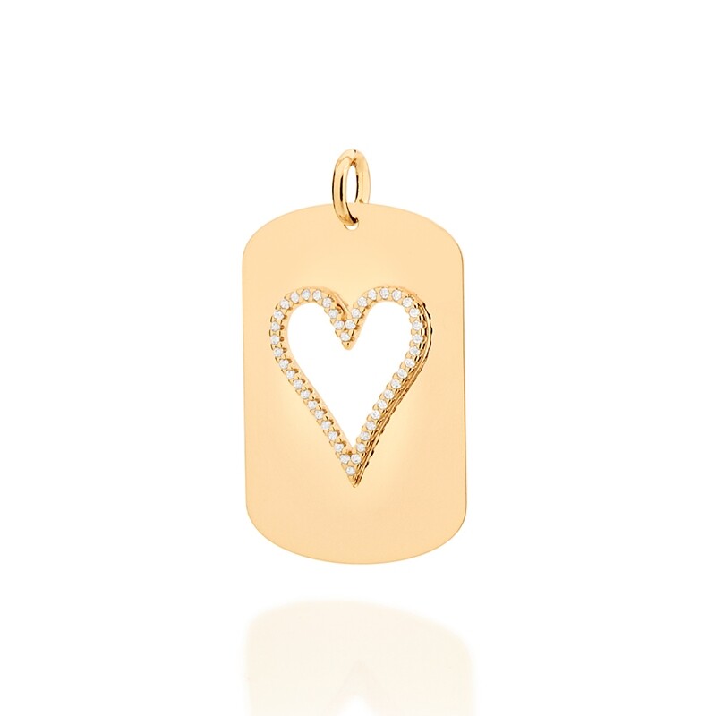 Gold-plated hollow heart medal pendant