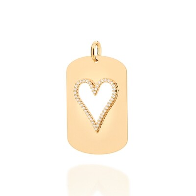 Gold-plated hollow heart medal pendant