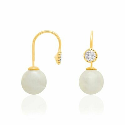 Gold-plated earrings with pearl and zirconias