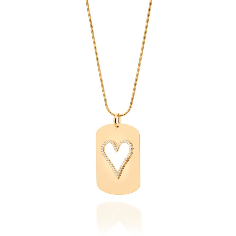 Gold-plated hollow heart medal pendant