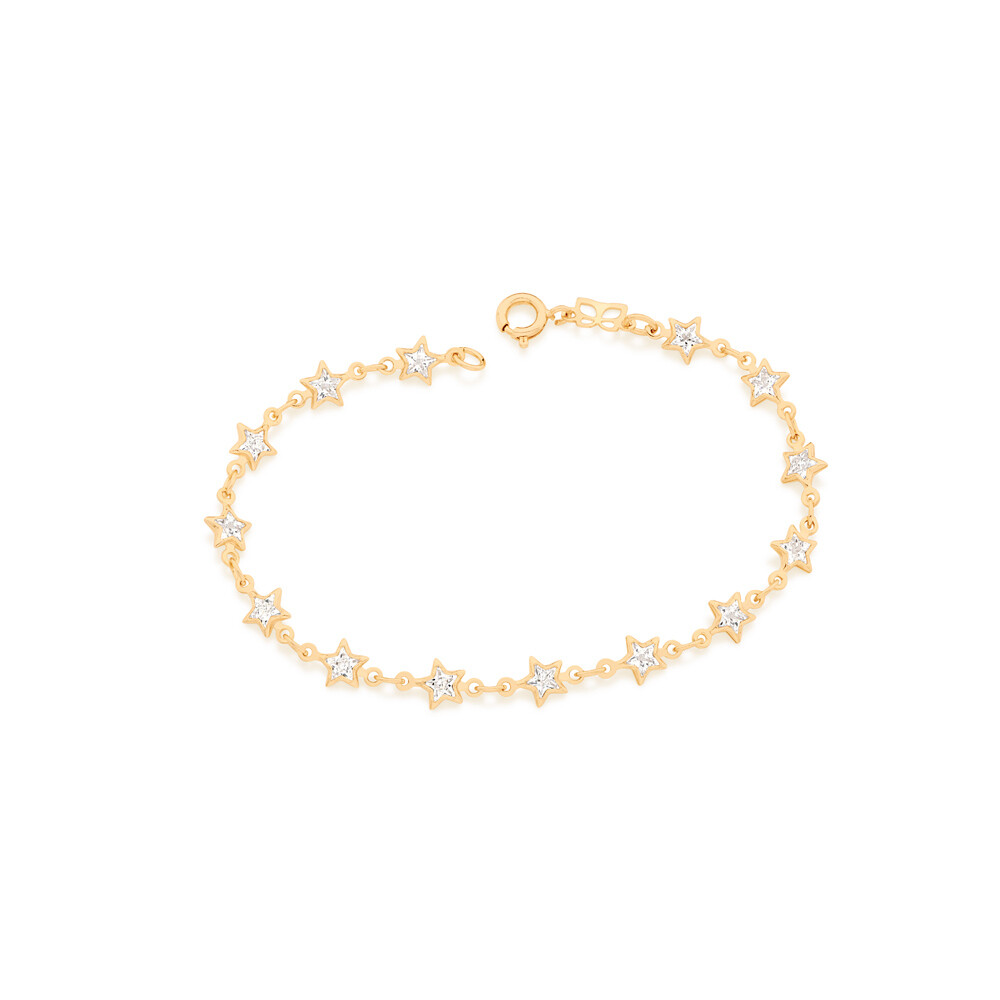 Gold-plated bracelet with star zirconias