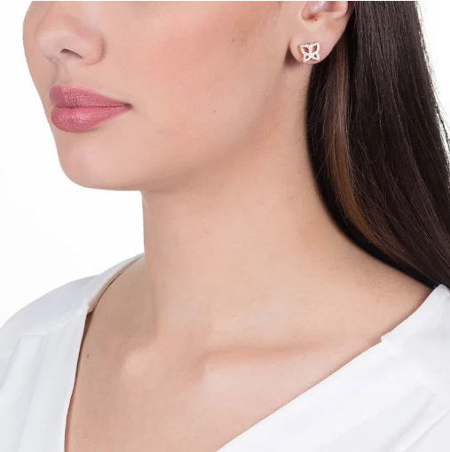 Gold-plated butterfly earring with zirconia