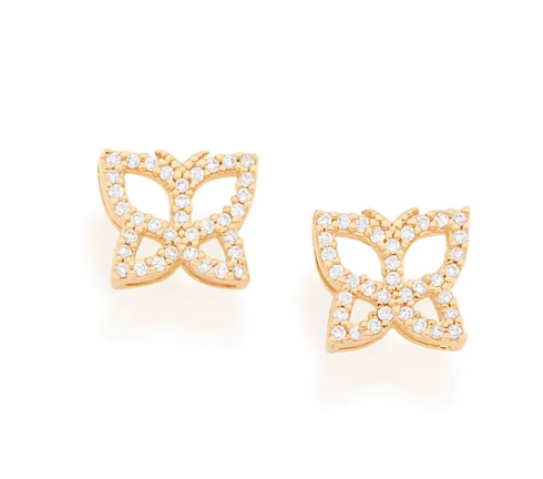 Gold-plated butterfly earring with zirconia