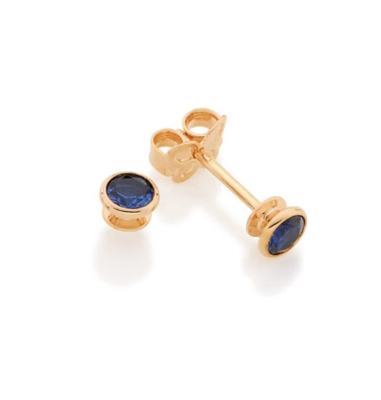 Gold-plated earring with blue zirconia