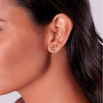 Gold-plated hearts earring