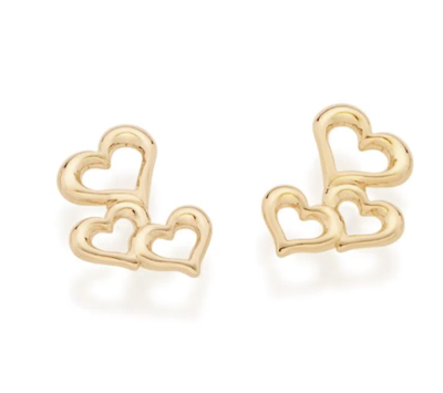 Gold-plated hearts earring