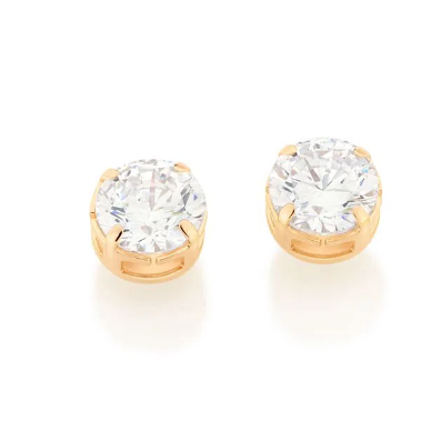 Gold-plated solitaire earring with zirconia