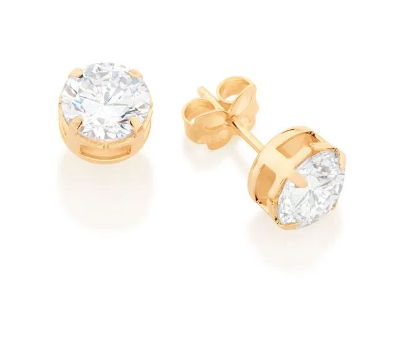 Gold-plated solitaire earring with zirconia
