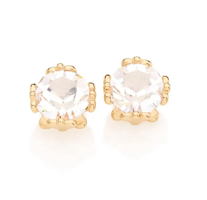Gold-plated solitaire earring with zirconia