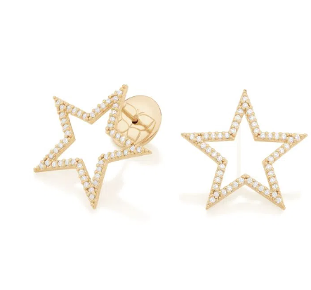Gold-plated star shaped earring with zirconia
