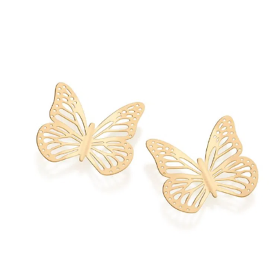Gold-plated maxi butterfly earring