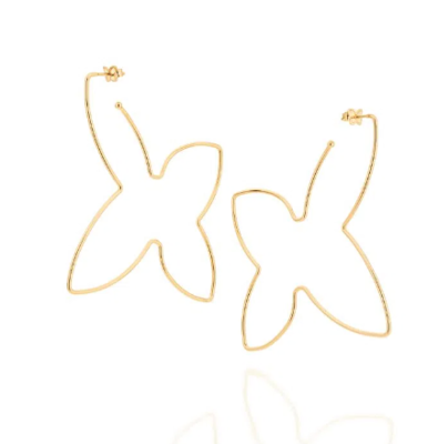 Gold-plated maxi hoop earrings in the shape of a butterfly