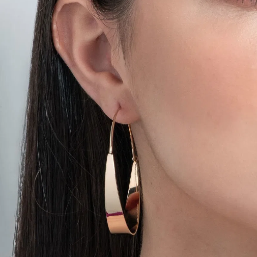 Gold-plated modern hoop earring