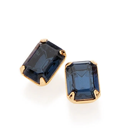 Gold-plated earring with blue crystal