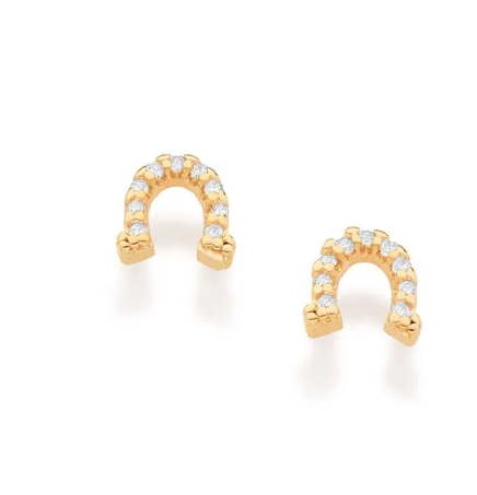 Gold-plated horseshoe earring with zirconia