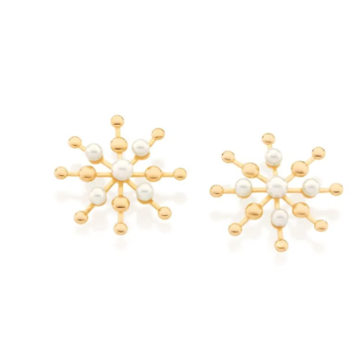 Gold-plated shiny star earring with pearls