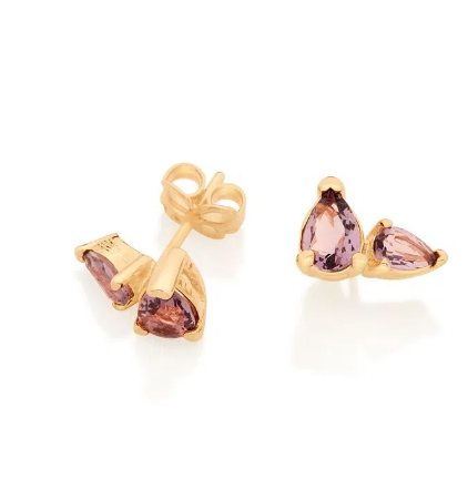 Gold-plated bright light lilac earring