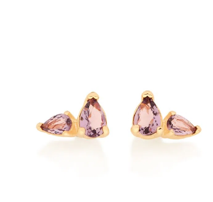 Gold-plated bright light lilac earring