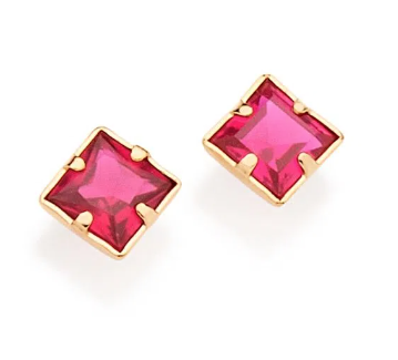 Gold-plated equilibrium earring with pink crystal