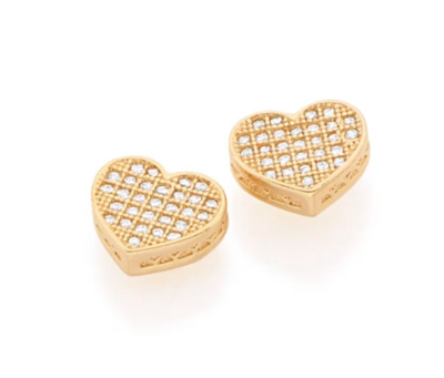 Gold-plated heart earring with zirconia