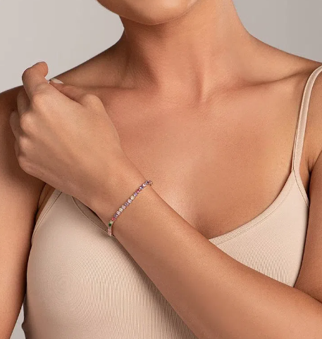 Gold-plated riviera rainbow bracelet