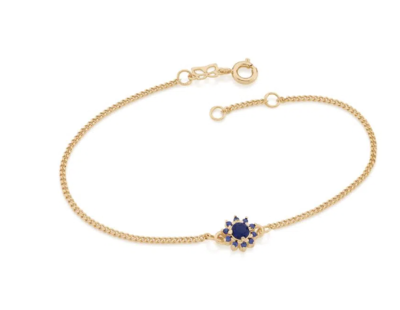 Gold-plated bracelet with blue flower