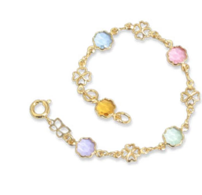 Gold-plated bracelet with colourful crystals - kids collection