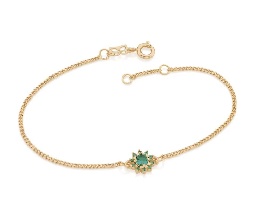 Gold-plated bracelet with green flower