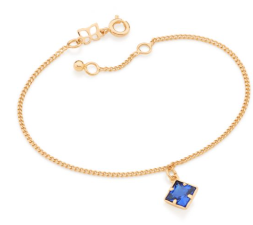 Gold-plated equilibrium bracelet with blue zirconia
