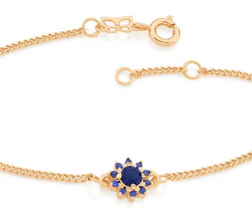 Gold-plated bracelet with blue flower