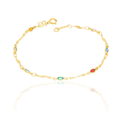 Gold-plated bracelet with colourful crystals