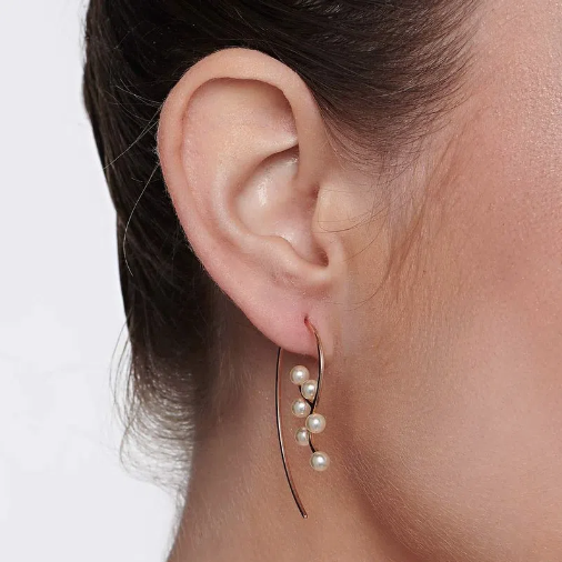Gold-plated modern pearl earring
